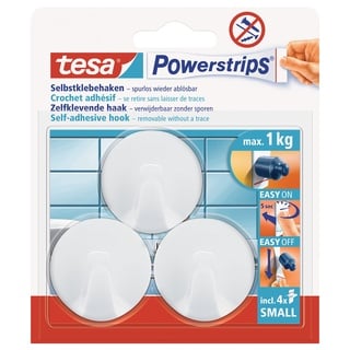 Tesa POWERSTRIPS® Klebehaken Small Rund Chrom (matt) Inhalt: 3St.