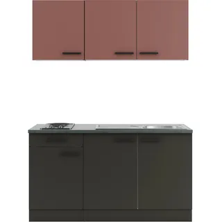 OPTIFIT Nizza407/Madrid420 Miniküche 150 cm Rostrot / Anthrazit