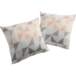 Dekokissen WIRTH "Berlare" Gr. 2, lila (rosé, violett, kreise), B:50cm L:50cm, Baumwolle, Polyester, Dekokissen_Sitzkissen_Kissenhüllen, Dekokissen, Kissenhülle ohne Füllung, 2 Stück