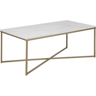 Couchtisch Alisma 120x60cm - weißer Marmor/Gold - Weiß