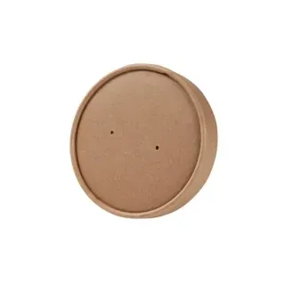 Greenbox Karton Membran Becher-Verschlussdeckel, Ø 9 cm, Stabiler Membrandeckel fürs dampfdurchlässige Verschließen von heißen Gerichten, 1 Packung = 25 Stück, Farbe: braun