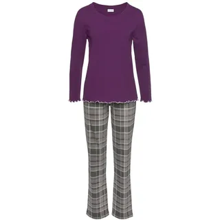 LASCANA LASCANA, Pyjama 2 tlg. mit Flanellhose im Karomuster, lila