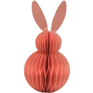 Dekohelden24 XXL Deko Honeycomb, Papier Honeycomb, Papier - Osterdeko, Wabenhase aus Seidenpapier, Osterhase aus Papier/Pappe in rosa, magnetisch, Lieferumfang 1 Stück, L/B/H 16 x 16 x 30 cm.
