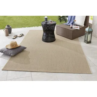 HANSE HOME NORTHRUGS In- und Outdoor Teppich Match 160x230cm - Wetterfest Modern Plain Allover Unifarben Design Läufer für Balkon Terrasse Garten Wintergarten Wohnzimmerteppich Wasserfest in Beige
