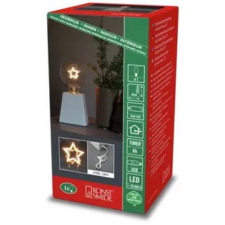 Konstsmide LED Tischleuchter "Stern", weiß, mit 6h Timer, 1 bernsteinfarbene Diode, batteriebetrieben, Innen - 1813-200