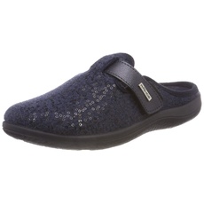 Bild 6556 Bari Schuhe Damen Hausschuhe Pantoffeln Softfilz Weite G, Größe:41 EU, Farbe:Blau
