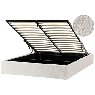 Beliani Bett mit Stauraum 160/200 cm Cremeweiß Dinan , Textil , 160x200 cm , Schlafzimmer, Betten