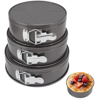 Yuecoom 3 Stück Springform Set,﻿20 22 24cm Backform Rund mit Abnehmbarem Boden | Backform für Zuhause,Backform Antihaft aus Carbonstahl mit Wabenboden für Muffins,Torten,Desserts Herstellen