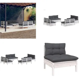 vidaXL 8 tlg. Garten Lounge Set mit Anthrazit Kissen Kiefernholz - Garten-Lounge-Set - Garten-Lounge-Sets - Lounge-Set - Lounge-Sets - Weiß