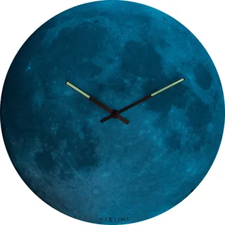 NexTime Moon Dome Wanduhr 35 cm Uhr Clock Weltall leuchtet bei Dunkelheit - Grau
