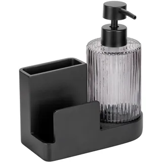Küchenorganizer-Set WENKO "Modell Pina", schwarz, B:16cm H:17cm L:7,5cm T:7,5cm, Glas, Küchenhelfer-Sets, Küchenorganizer-Set, robustes Design, heraunehmbarer Glasspender