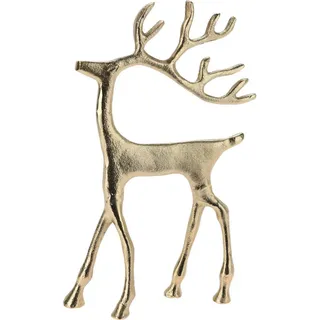 Mondex Rentier-Figur Santa Gold 20/6/31 cm Keramik , Goldfarben , 6x31x20 cm , Dekoration, Weihnachtsdekoration