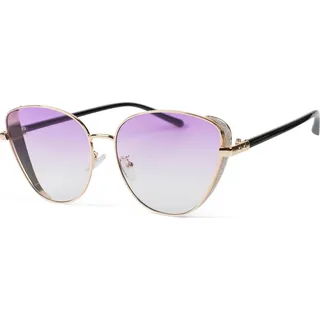 styleBREAKER Damen Cateye Sonnenbrille mit Glitzer Element, Metall Rahmen und Polycarbonat Gläser, Katzenaugen Form, Retro Look 09020104 - Gold