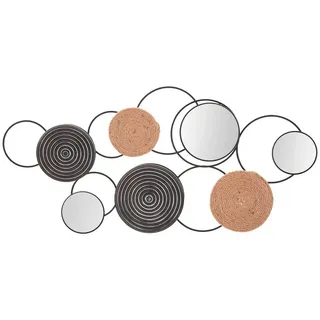 Wanddeko , Braun, Schwarz , Holz, Metall , Rattan , 52x106x5 cm , Bilder & Rahmen, Wanddeko