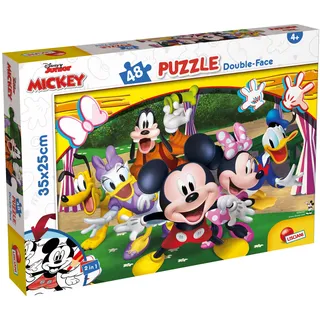 Lisciani - Disney Mickey Mouse Geduldsspiel - Puzzle ab 3 Jahren - Double Face 2 in 1 mit Malrückseite - 48 Teile - Format 25 x 35 cm - Lernspiel für kleine Mickey-Fans und Disney Junior Freunde
