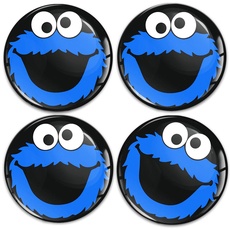SkinoEu Aufkleber Autoaufkleber für Radkappen Nabenkappen Nabendeckel Radnabendeckel Rad-Aufkleber 50mm Schwarz Blau Elmo Cookie Monster A 5850