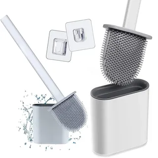 PARENCE.- Flache Silikon-WC-Bürste - Toiletten- oder Badreinigung - Wand- oder Bodenbehang - Anti-Tropf, antibakteriell