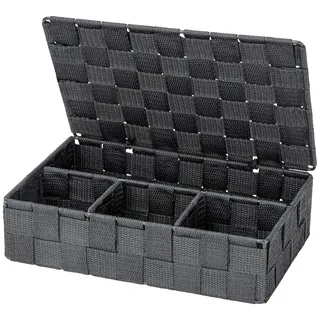 Wenko Aufbewahrungskorb Adria mit Deckel 26 x 7,5 x 17 cm grau