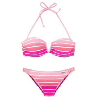 VENICE BEACH Bandeau-Bikini Damen pink-gestreift Gr.34 Cup C/D