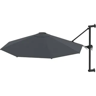 Sonnenschirm zur Wandmontage mit Metall-Mast 300 cm Anthrazit, Gartenschirm Marktschirm Balkonschirm Strandschirm für Restaurantterrassen Park Picknick44865