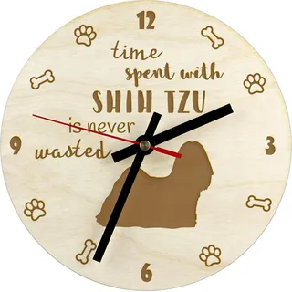 Shih Tzu - Uhr mit Hund, Holzuhr mit Gravur, personalisierte Uhr von Art-Dog