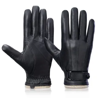 Grdnpro Herren Touchscreen Handschuhe aus echtem Leder Winter Lederhandschuhe Herren Dünn Warm Autofahrer Handschuhe mit weichem Wollfutter Lässig Outdoor kaltes Wetter Fahren