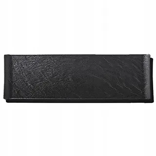 Wilmax WL-661102/A Porzellan Rechteckiger Servierteller, Schwarz, 30cm Länge, 9.5cm Breite