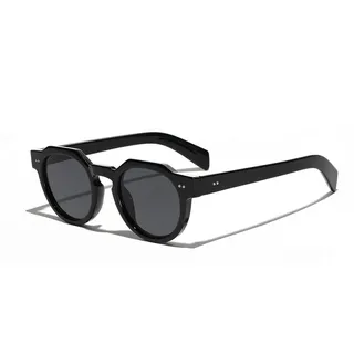 EJDHA Runde Vintage-Sonnenbrille, Unisex, Vintage-Design, dickes Rahmendesign, UV-Schutz (Schwarz/Schwarz-Grau)