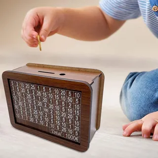 Spardose Holz, Wiederverwendbare Spardose, Retro Sparbüchse Hilft Kindern und Erwachsenen Die Gewohnheit Zum Sparen, 1000, Holz