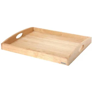 Continenta Tablett aus Gummibaumholz, Frühstückstablett, Holz-Serviertablett, Servierbrett, rechteckig, Größe: 54 x 42 x 5 cm