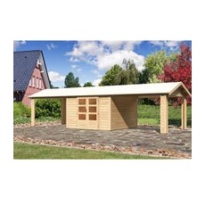 Karibu Holz-Gartenhaus Timra Naturbelassen Satteldach 300 cm x 300 cm