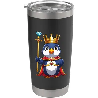 Königlicher Pinguin mit Krone Tiermotiv Doppelwandiger Edelstahl-Thermobecher
