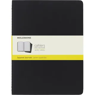 Moleskine Notizbuch Cahier 3er-Set Extra Large 19 x 25 cm Schwarz/kariert