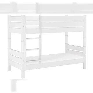 Erst-Holz Etagenbett Kiefer 90 x 200 cm massiv weiß