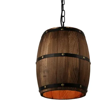 Newrays American Country Loft Holz Weinfass Hängeleuchte Deckenpendelleuchte E27 Licht für Bar Cafe Living Dining Restaurant (Middle)