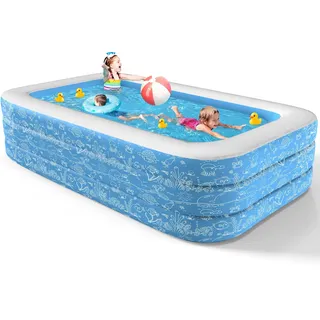 CACSPS Aufblasbare Schwimmbecken, 180 x 137 x 58 cm, Großes aufblasbares Pool für Kinder und Erwachsene, Langlebiges Familien-Freizeitpool, Kinderbecken für Garten, Hinterhof oder Innenbereich