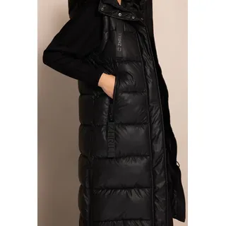 Steppmantel ZHRILL "2 in 1 Mantel und Weste", Damen, Gr. XL, schwarz, Web, Obermaterial: 100% Polyester, unifarben, normal kniebedeckend, ohne Ausschnitt, abnehmbar Windstopperbündchen, Mäntel Steppmantel, mit abnehmbarer Kapuze, mit Reißverschlusstaschen, normale Passform