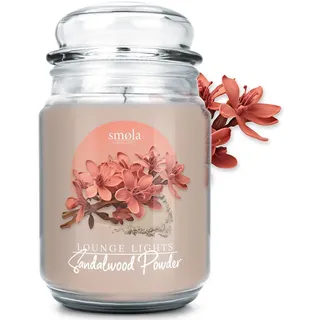 smøla Große Duftkerze im Glas I Sandalwood Powder 625ml - Kerze I bis zu 140 Stunden Brenndauer I vegane Sojawachs-Kerze I perfekte Geschenkidee