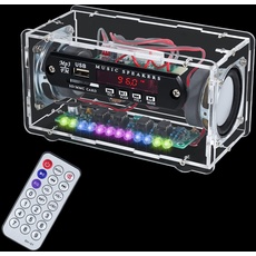 Elektronik Löten Bausatz Radio FM Bluetooth-Lautsprecherkit, 3W+3W Musikspieler mit LED Klangregelung Anzeigeleuchte, Fernbedienung und Schutzhülle Papa