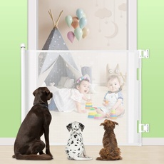 MYPIN Einziehbares Treppengitter für Baby Haustiere, Babygitter 0 bis 180 cm, 33 x 71 Zoll, extra breites Sicherheitsgitter, Hundegitter für Treppen, Flure, Einhandbedienung, leicht zu reinigen, Weiß
