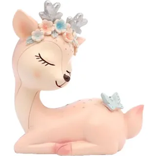 Hirsch Ornament - Simulation Rentier Figur Elch Hirsch Lustige Fawn Figuren Miniaturhirsche, Desktop Bastel Dekoration Figur für Feier Geburtstag Weihnachtsdekoration (Rosa) - Braun, Weiß, Rosa