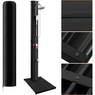 TolleTour Solardusche Solar Gartendusche Shower Dusche Pooldusche Campingdusche 40L (mit Schutzabdeckungmit Handbrausemit Bodenelement) - Schwarz