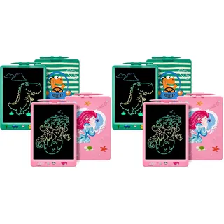 DYNASONIC (Pack 2 DYNA-PM) Farb-LCD-Schreibtablett, 10 Zoll für Kinder, Magnettafel zum Zeichnen, Lernspielzeug, Geschenk für Kinder, Whiteboard (Packung mit 2)