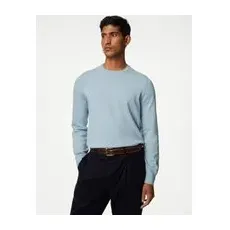 Mens M&S Collection Pullover aus reiner Baumwolle mit Rundhalsausschnitt - Pale Blue, Pale Blue, L-REG