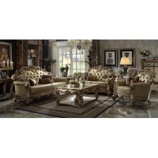 Königliche Sofagarnitur 3+2 Sitz Gruppe Sofa Couch Polster Garnitur Chesterfield - Beige