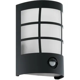 EGLO LED Wandlampe außen Cerno 1, Wand Außenleuchte mit Bewegungsmelder, Sensor-Wandleuchte aus Stahl in Schwarz, 470 Lumen, warmweiß, IP44