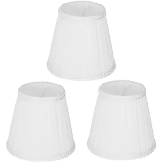 Tissting 3 Stück Kleine Lampenschirme Aufstecken E14 Clip On Stoff Lampenschirm 13,5x10x12,5cm/5,3x3,9x4,9 Zoll Plissee Fabric Stoff Lampenschirm für Kronleuchter Wandleuchte Tischlampe (Weiß)