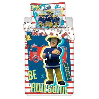 Jerry Fabrics Feuerwehrmann Sam Be Awesome Baumwolle Weiß 140 x 200 cm + 70 x 90 cm