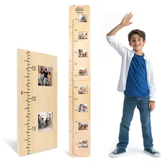 VNFSMY Massivholz,Messlatte für Kinderzimmer Personalisiert,70-190 cm - Messlatte Kinder Holz,Höhenmesslatte für Kinder aus Holz mit Fotorahmen,Individuelles Geschenk für Kinder und Babys