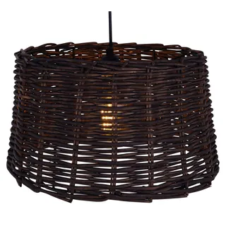 Pendelleuchten - Korb-Pendelleuchte d: 38cm "BASKET", Hängelampe im Natural Style, aus Korb in braun, 22 cm hoch, Ø 38 cm, E27-Fassung - Braun